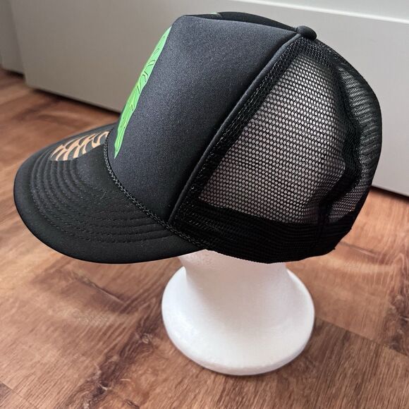 Hawaiian Taro Snapback Trucker Hat Cap Womens Black Kalo Aloha Surfer One Size - Picture 4 of 8